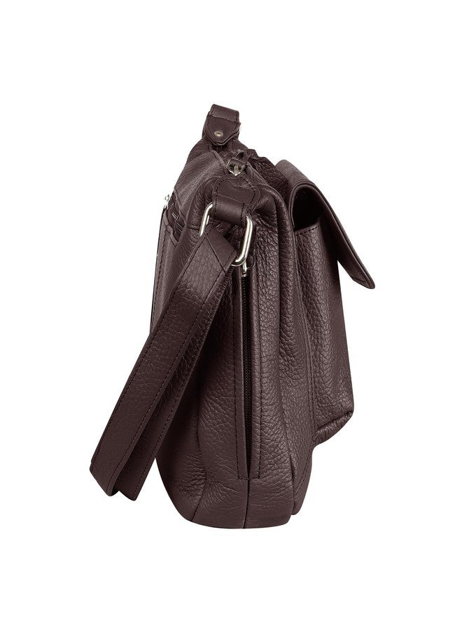 أوماكس حقيبة كتف كروس من الجلد الطبيعي الكامل الحبيبات من OMAX، حقائب نسائية كاجوال، حقائب سفر كبيرة السعة، حقائب كتف كروس بسيطة للنساء FL12 (بني) - Image 3